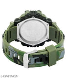 Digital watch with camouflage strap and compass, for men