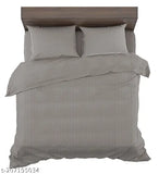 Parinika fab grey satin striped double luxury bedsheet for hotels (90*100)