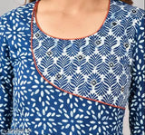 Polka dot print long Anarkali kurta in pure cotton, three-quarter sleeves, various sizes available for women