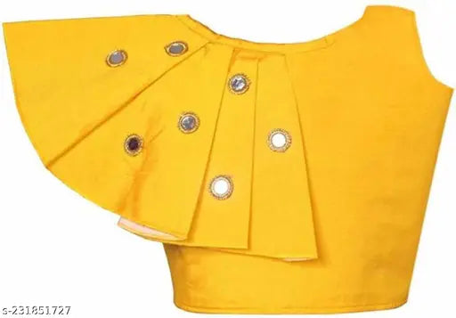 Indi Girls Orange-Chiku Silk Cotton Blend Lehenga Choli Embellished with Mirrors - Suitable for various occasions, 2-14 years