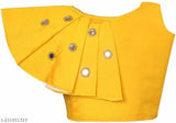 Indi Girls Orange-Chiku Silk Cotton Blend Lehenga Choli Embellished with Mirrors - Suitable for various occasions, 2-14 years