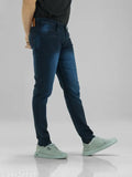 Dark blue denim slim fit jeans by FANG JEANS, ideal for men