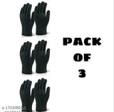 Woolen unisex hand gloves combo pack. 3 pairs, soft, cool, and comfortable for winter protection. Solid design, ideal for girls, boys, men, and women. Made in India