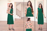 Women's crepe Aline kurti, solid-colored regular fit, sleeveless garment from India