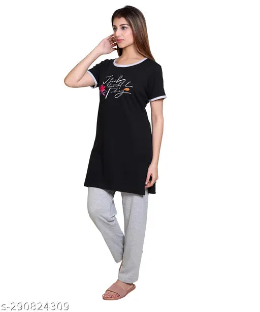 Cotton blend half sleeve floral print night suit for women, soft and comfortable cotton fabric for dreamy sleepwear, made in India