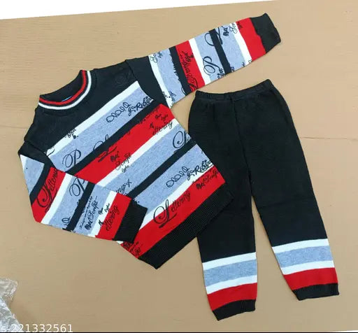 Woolen colorblocked full sleeve sweater set for boys aged 9 months to 5 years, India origin