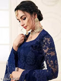 Embroidered net lehenga choli and dupatta set for wedding wear, semi-stitched (44in waist, 42in length)