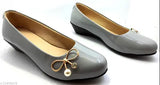 Synthetic leather Shooting Star Ladies bow buckle Bally, modern party footwear with closed back and comfortable sole