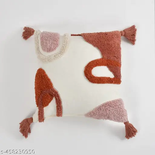 Abstract cotton square cushion cover, 16x16 inches, pack of 1, Indian origin