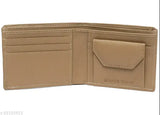 Cream PU Classic World men's wallet, free size, 2 compartments, ATM detachable, trendy