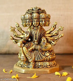 Brass Hindu Goddess Statue - Gayatri Ma Idol for Puja Mandir Temple, intricately detailed, 9cm x 11.5cm x 5cm, 1.1KG
