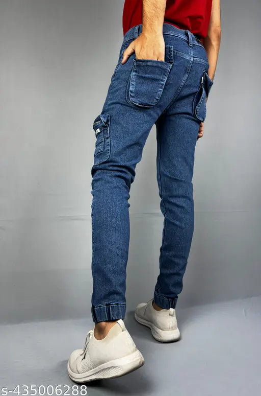 Blue denim high waisted jeans