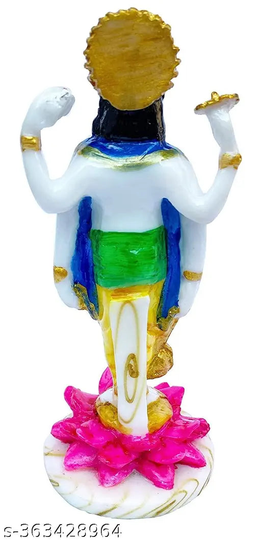 Multicolor washable, unbreakable polyresin Lord Vishnu Bhagwan statue, 10-inch god idol for home pooja or gift