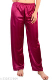 Pink satin regular fit women's pajamas