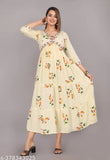 Anarkali printed rayon kurtas for women and girls, three-quarter sleeves, vibrant Indian design