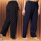 Dark blue, polka dot, long-sleeved pyjama bottoms