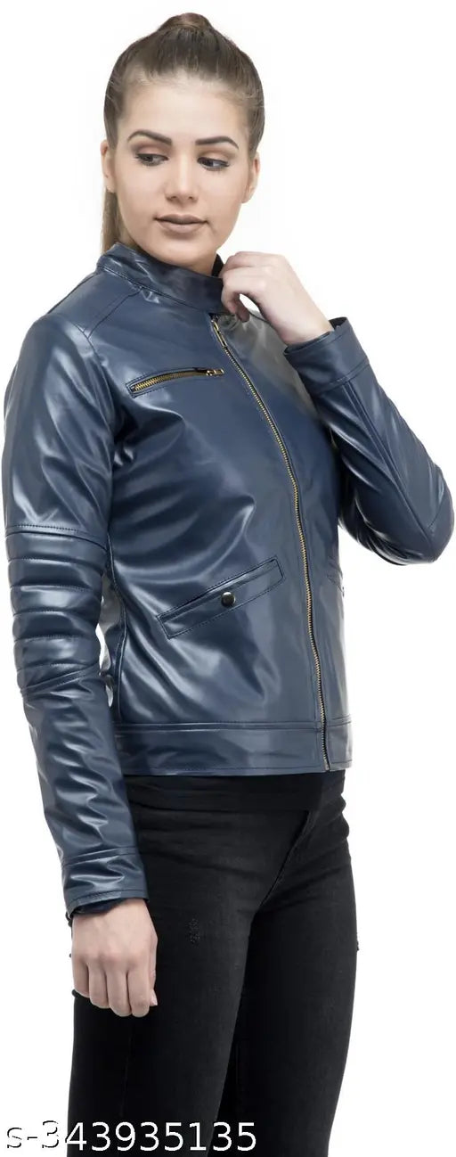 Leather-look Wolver full sleeve jacket, stylish and zipped, size N available