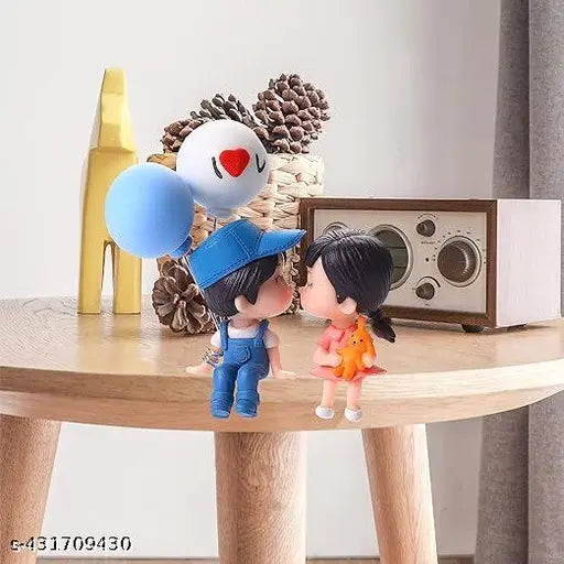 Car dashboard accessories: Indian-made cute cartoon couples action figure balloon ornament, energetic car showpiece for car interior decoration