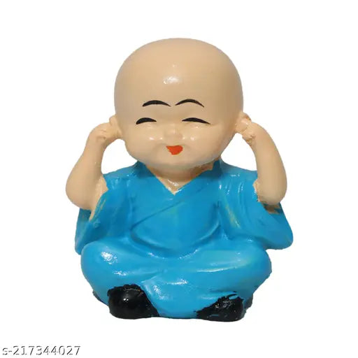 Handcrafted Indian polyresin Dopin monk Buddha car art piece, celebrating life's principles - perfect for gift or display