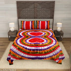 Vibrant Jaipuri Tie & Dye Pure Cotton King Size Bedsheet with 2 Matched Pillow Covers - Soft, absorbent, and long-lasting cotton bedding for a cozy summer sleep