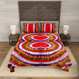 Red tie-dye cotton king size bedsheet with 2 stitched pillow covers