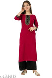 Royal maroon Aagyeyi Drishya women's cotton kurta set with palazzos, three-quarter sleeves, solid design, size S-XL. Indian traditional wear on display