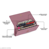 Pink fabric handbag, zip closure, multiple pockets, credit card slots, cell phone pouch