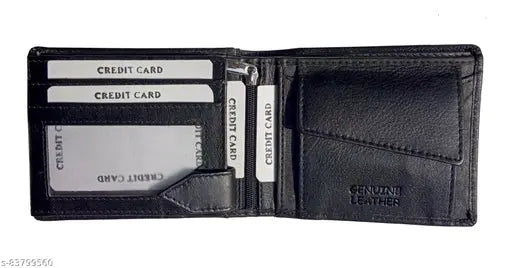 Black leather men's wallet with tan accents, 2-compartment multi-functional purse for boy, premium quality assurance