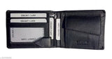 Black leather men's wallet with tan accents, 2-compartment multi-functional purse for boy, premium quality assurance
