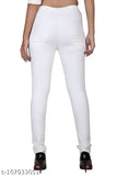 Solid white plus size denim Lycra jeggings for women, stretchable and high rise. Perfect for a stylish fit with a crop top or jacket. Available in sizes 44, 46, 48, 50, 6XL, 7XL, 8xl, and 9xl (country of origin: India)