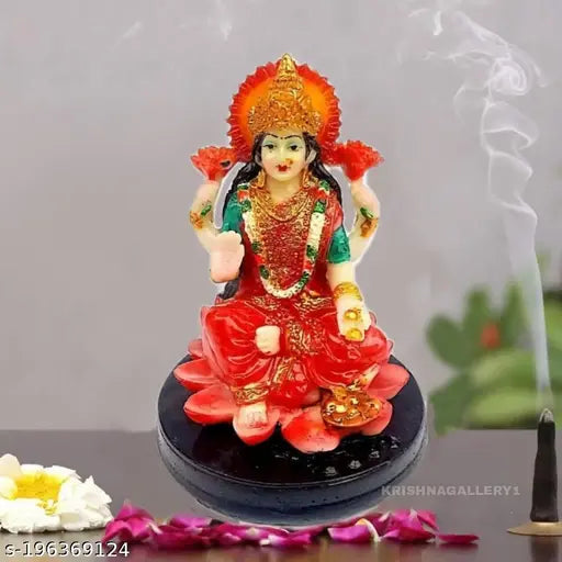 Polyresin Laxmi Mata statue, 45-inch idol for home pooja and gift. Beautiful and unbreakable. Goddess Laxmi, symbol of wealth and health. Made in India
