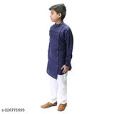Ethnic wear half plate cotton kurta for kids, solid color traditional Indian outfit with long sleeves