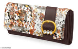 Flowery fabric hand clutch with a gold buckle
