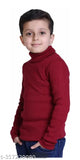 Red wool high neck sweater for boys, solid color design, best quality for kids' fashion