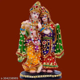 Poly Resin Krishna and Radha Statue (9cmL x 13cmW x 22cmH), Indian handcrafted deity figure for home temple or gifting