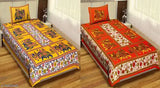 Fine cotton single bed sheet combo pack, Jaipuri pattern, ideal for adult sleep setup, 2 pillow covers, country of origin: India