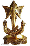 Gold-plated trishul, Indian Ganesh idol wall hanging (18*10 cm) for pooja & gifting, intricately handcrafted metal art