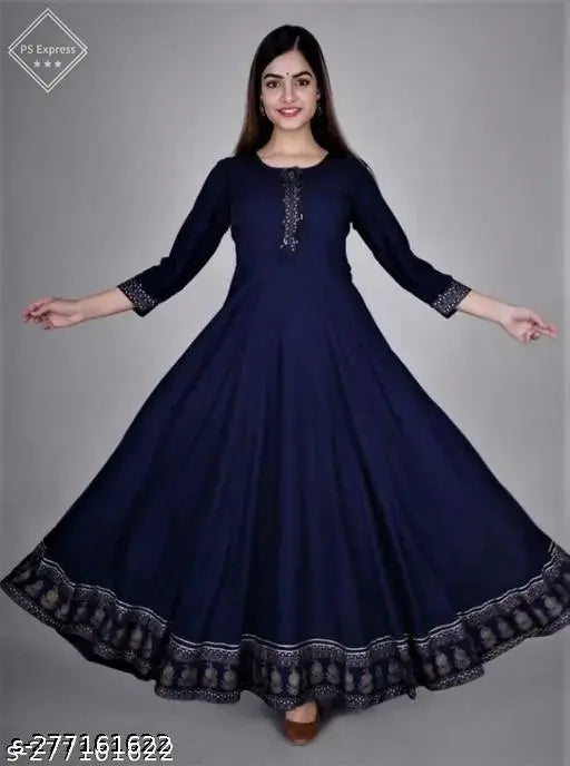 Anrakali blue embroidered kameez with dupatta