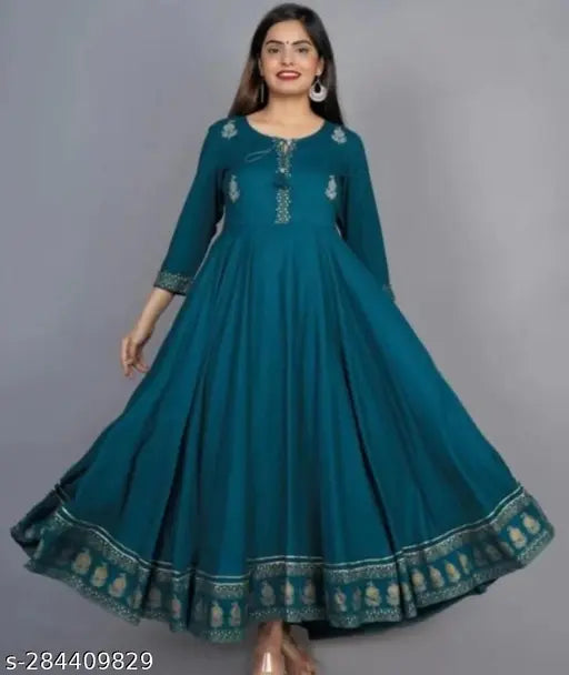 Deep blue tunic kameez with embroidered teal borders