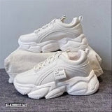 Synthetic Star Frenzy White shoe with rubber sole, lace-up net design for men or women, showcasing a solid pattern, size 10 (10 inches foot length)