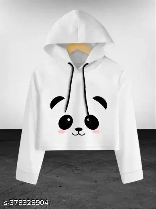 Women's cotton sweatshirt hoodies, casual printed long-sleeve hoodie with size S (36in bust, 18in length), India-made
