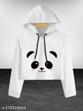 Women's cotton sweatshirt hoodies, casual printed long-sleeve hoodie with size S (36in bust, 18in length), India-made