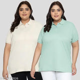 Cotton blend solid women's t-shirt, short sleeves, XL (42in bust, 30in length), Indian-made, casual and comfortable