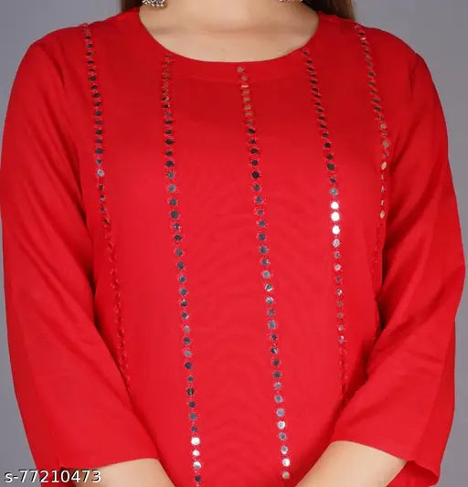 Red sequin kurta with matching sharara set