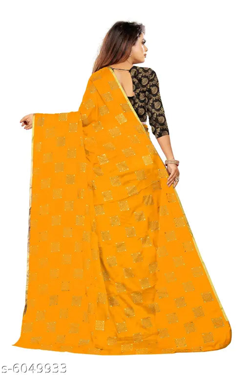 Trendy women's printed chiffon saree with separate jacquard blouse, free size, India origin