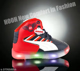 Red shoes with glow in dark design, suitable for children