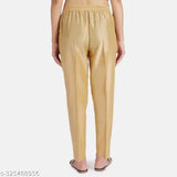 Women's golden poly blend solid net kurti pant, full elastic with drawstring, both side pockets #Kurti Trouser #Golden Kurti Pant