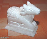 Marble White Nandi statue, spiritual symbol, spreading Lord Shiva's blessings. India