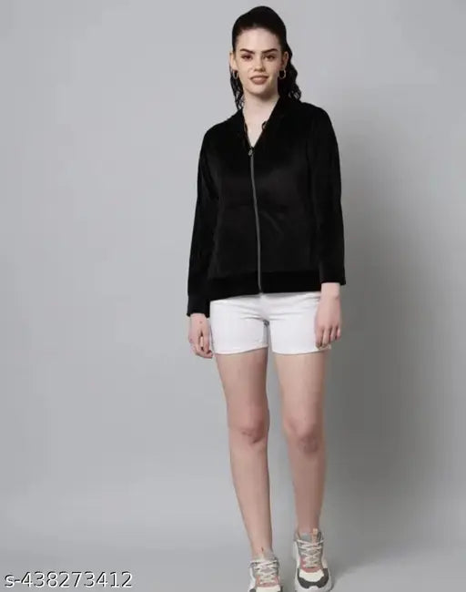 Black velvet chain hoodie for girls, solid pattern, long sleeves, best gift for beautiful lady in your life, made in India