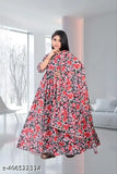 Georgette printed cotton blend frock, floral design with three-quarter sleeves - Indian summer fashion for girls aged 9-16 years
